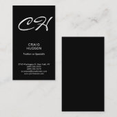 Berufliche Visitenkarte für Black Chic Monogram (Vorne/Hinten)