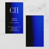 Berufliche Visitenkarte für Blue Black Monogram (Vorne/Hinten)