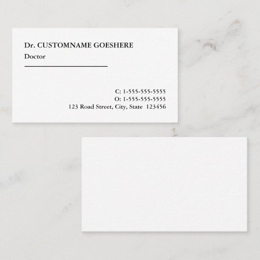 Berufliche Visitenkarte für das Gesundheitswesen (Vorne/Hinten)