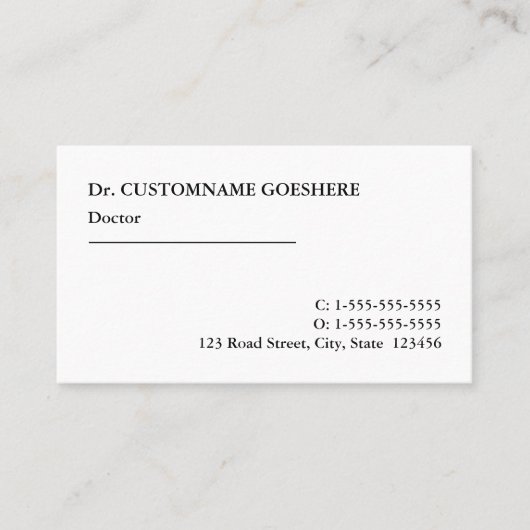 Berufliche Visitenkarte für das Gesundheitswesen (Vorderseite)