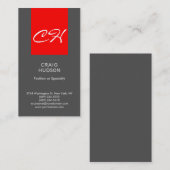 Berufliche Visitenkarte für das Schwarz-Chic Monog (Vorne/Hinten)
