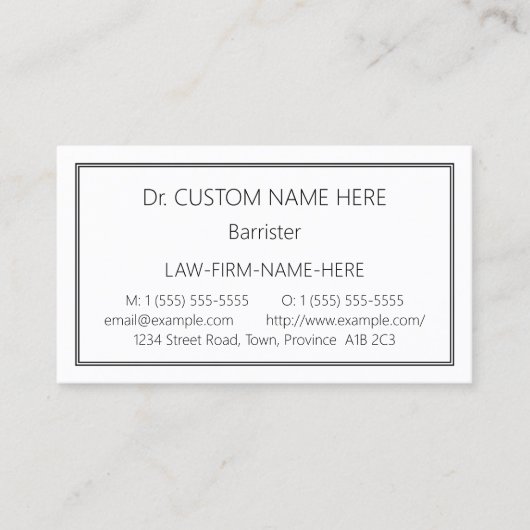 Berufliche Visitenkarte für das traditionelle Rech (Vorderseite)