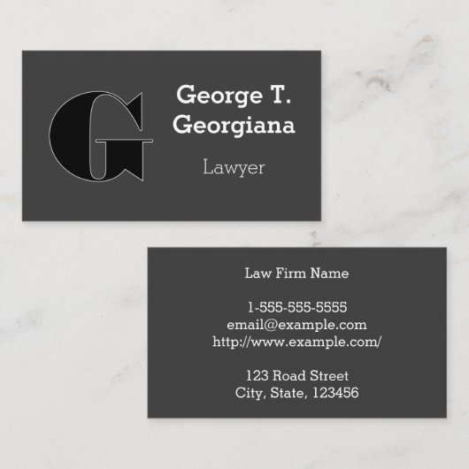 Berufliche Visitenkarte für dunkle Monogramme (Vorne/Hinten)