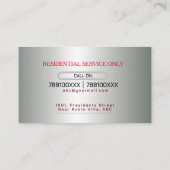 Berufliche Visitenkarte für Elektrogeräte (Rückseite)