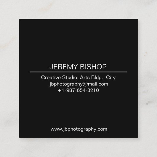 Berufliche Visitenkarte für Fotografen (Rückseite)