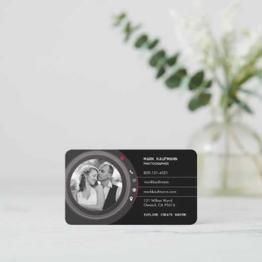 Berufliche Visitenkarte für Fotokamera-Linsen (Stehend Vorderseite)