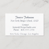 Berufliche Visitenkarte für Navy Blue und White (Rückseite)