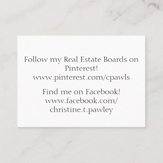 Berufliche Visitenkarte für Real Anwesen Agent (Rückseite)