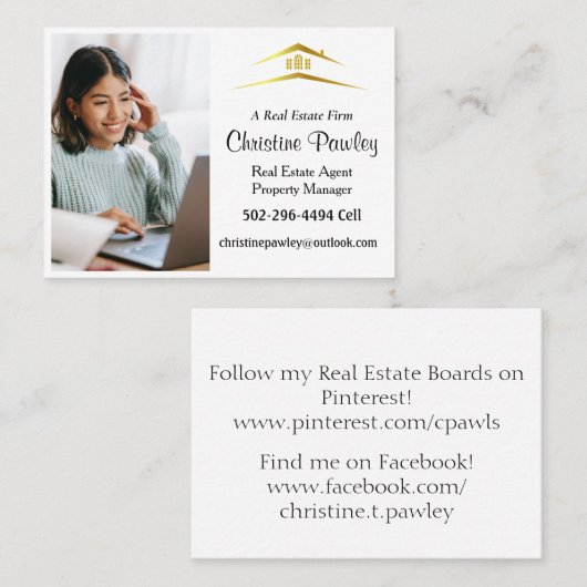 Berufliche Visitenkarte für Real Anwesen Agent (Vorne/Hinten)