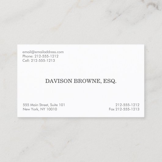 Berufliche Visitenkarte für Rechtsanwälte (Rückseite)