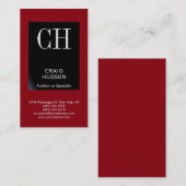 Berufliche Visitenkarte für Red Black Monogram (Vorne/Hinten)