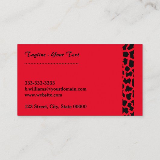 Berufliche Visitenkarte für Red Leopard (Rückseite)