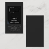Berufliche Visitenkarte für Schwarz-Grau-Monogramm (Vorne/Hinten)
