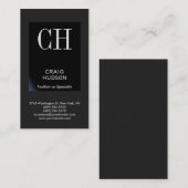 Berufliche Visitenkarte für Schwarz-Grau-Monogramm (Vorne/Hinten)