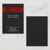 Berufliche Visitenkarte in Grau Red Monogram (Vorne/Hinten)