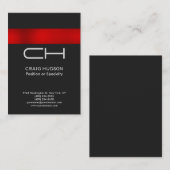 Berufliche Visitenkarte in Grau Red Monogram (Vorne/Hinten)