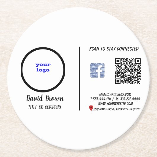 Berufliche Visitenkarte mit moderner und neuester  Runder Pappuntersetzer (Vorderseite)