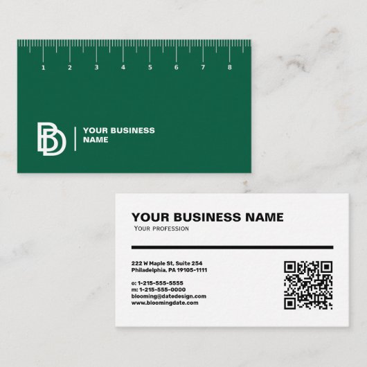 Berufliche Visitenkarte mit Ruler (cm) (Vorne/Hinten)