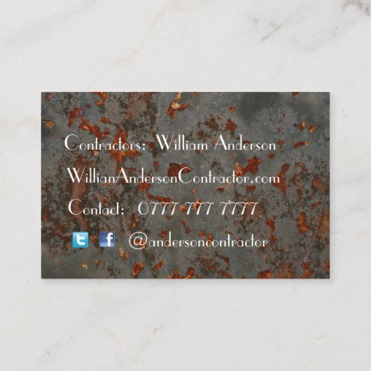 Berufliche Visitenkarte - robustes Metalldesign (Rückseite)