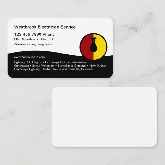 Berufliche Visitenkarten für moderne Elektrotechni Visitenkarte (Vorne/Hinten)