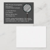 Berufliche Visitenkarten für private Ermittler Visitenkarte (Vorne/Hinten)