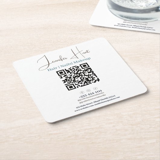 berufliche Visitenkarten mit QR-Code Rechteckiger Pappuntersetzer (angewinkelt)