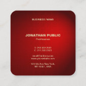 Berufliche Vorlage aus schwarzem Damast Quadratische Visitenkarte (Rückseite)