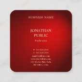 Berufliche Vorlage Eleganter Red Damask Gold Name Quadratische Visitenkarte (Rückseite)