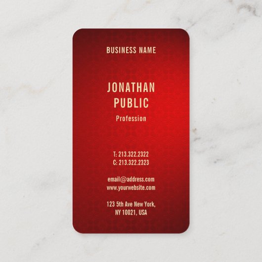 Berufliche Vorlage für Goldtext mit rotem Damaskus Visitenkarte (Rückseite)