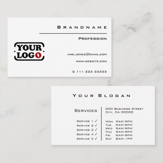 Berufliche Vorlage für klassische, weiße, benutzer Visitenkarte (Vorne/Hinten)