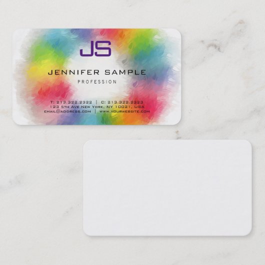 Berufliche Vorlage für Monogramm, farbenfroh Visitenkarte (Vorne/Hinten)