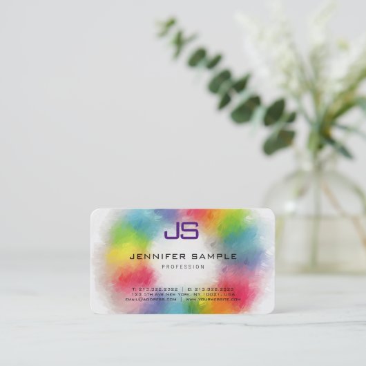 Berufliche Vorlage für Monogramm, farbenfroh Visitenkarte (Stehend Vorderseite)