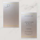 Berufliche Vorlage für Monogramm-Silber-Look Visitenkarte (Vorne/Hinten)