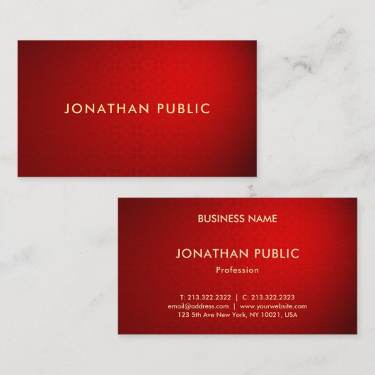 Berufliche Vorlage für roten Damaskus-Gold-Text Visitenkarte (Vorne/Hinten)