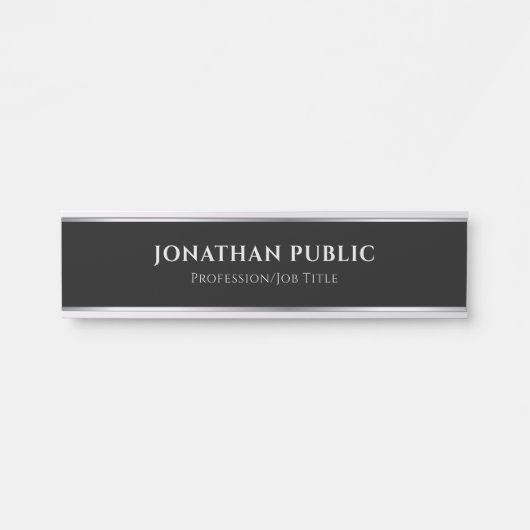 Berufliche Vorlage für Schwarz und Silber Türschild (Vorderseite )