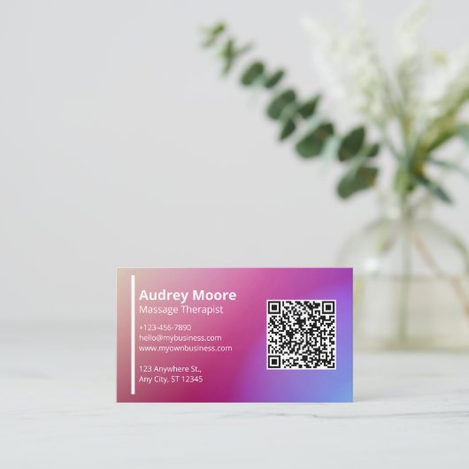 Berufliche Vorlagen QR Code Massagetherapeut Visitenkarte (Stehend Vorderseite)