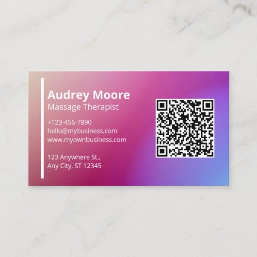Berufliche Vorlagen QR Code Massagetherapeut Visitenkarte (Vorderseite)