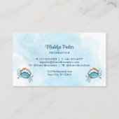 Berufliche Wasserfarbe Blauer Krabbenküste Visitenkarte (Rückseite)