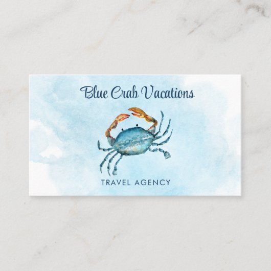 Berufliche Wasserfarbe Blauer Krabbenküste Visitenkarte (Vorderseite)