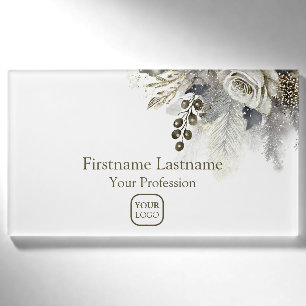 Berufliche Wasserfarbe Silber Goldene Rosen Namenschild