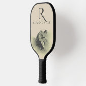 Berufliche Wasserfarbengebirge Mit Monogramm Pick Pickleball Schläger (Links)