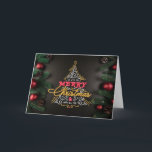 Berufliche Weihnachtsgrüße Feiertagskarte<br><div class="desc">Diese Beruflichen Weihnachts-Grüße-Karten sind perfekt für jeden,  der in diesem Jahr auf der Weihnachtskarte steht. Ein wunderschöner schwarzer Hintergrund mit Buchstaben,  der sagt: "Wir wünschen Ihnen ein frohes Weihnachtsfest und ein glückliches Neues Jahr",  umgeben von Kiefernnadeln,  Kiefernzapfen und roten Ornamenten.</div>
