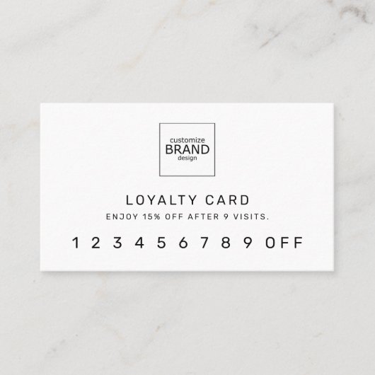 Berufliche weiße Loyalitätskarte für moderne Logos Treuekarte (Vorderseite)
