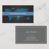 Berufliche Weltkarte Schwarz & Blau Visitenkarte (Vorne/Hinten)