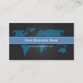 Berufliche Weltkarte Schwarz & Blau Visitenkarte (Vorderseite)