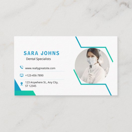 Berufliche Zahnarztkarte mit Foto Visitenkarte (Vorderseite)