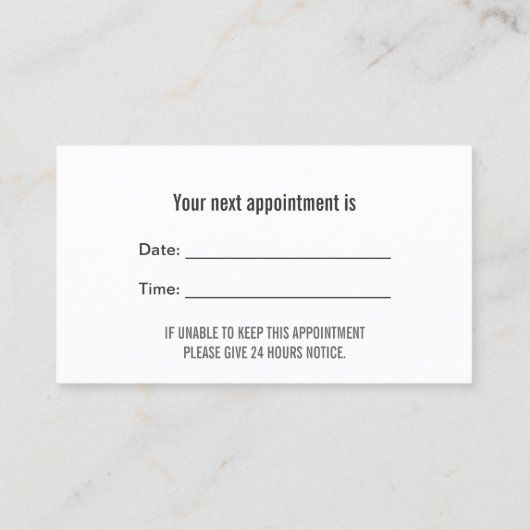 Berufliche Zahnerstellung Terminkarte (Rückseite)