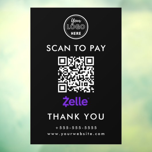 Berufliche Zelle QR Code Scan to Pay Logo Black Fensteraufkleber (Blatt 3)