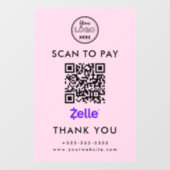 Berufliche Zelle QR Code Scan to Pay Logo Rosa Fensteraufkleber (Blatt)