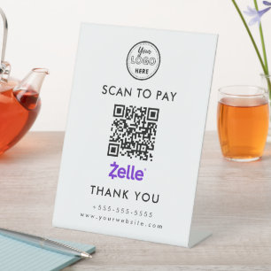 Berufliche Zelle QR Code Scan to Pay Logo White Sockelschild